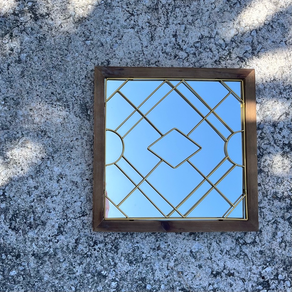 Art Deco Mirror Wood Metal Retro